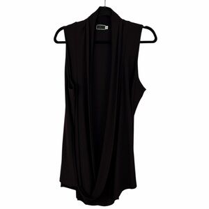 Sympli Sleeveless Open Front Drape Vest Brown Size 12 Made in Canada